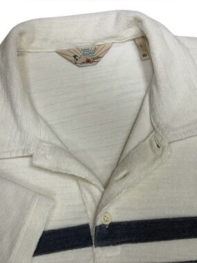 Faherty Shirt Mens Large White Cabana Towel Terry Polo Short Sleeve Beach Surf